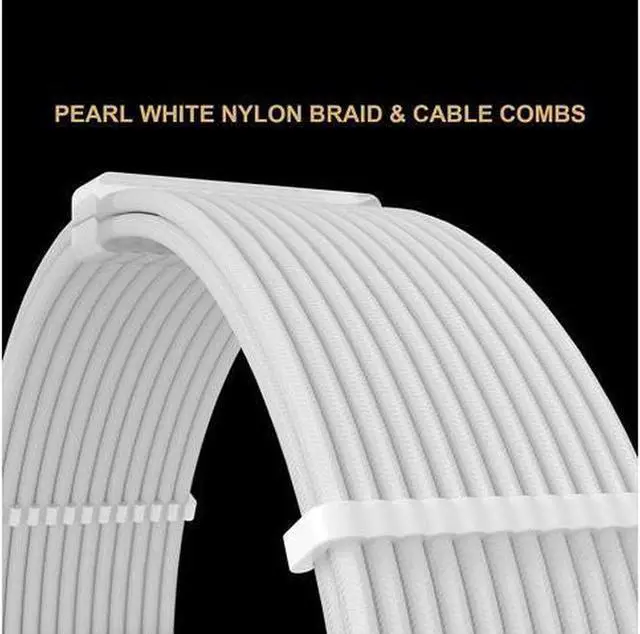 Alt view image 2 of 6 - BUCIER White PSU Extension Cable Kit,Custom Sleeved Power Supply Cable Mod for PC Build 18AWG 24Pin ATX /8 (4+4) Pin EPS CPU Cable /8 (6+2) Pin PCI-E GPU PSU Cables 6PCS with Cable Comes