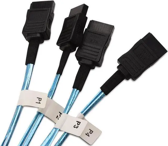 Alt view image 3 of 5 - Internal HD Mini SAS to SATA (SFF-8643 to 4x SATA) Reverse Breakout Cable 3.3 Feet/1mParent