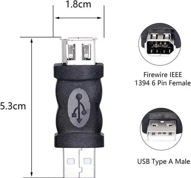 Alt view image 4 of 4 - BUCIER Firewire IEEE 1394 6 Pin Female to USB Male Adaptor Convertor 1PCS