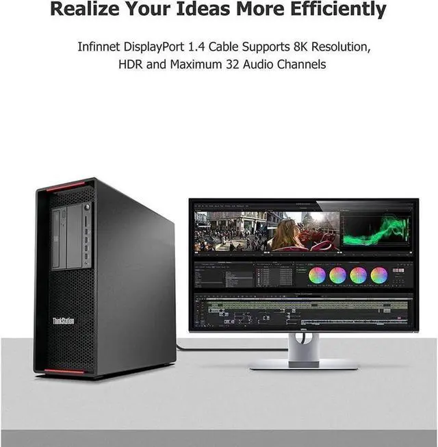 Alt view image 5 of 6 - BUCIER DisplayPort Cable 1.4 Infinnet 8K DisplayPort 1.4 1.4a Cable 2K 280Hz 240Hz 165Hz 4K 160Hz 144Hz 1080p 390Hz 360Hz Display Port DP 1.4 Cable HBR3 Cord HDR DisplayPort Cable 2m (6 feet)