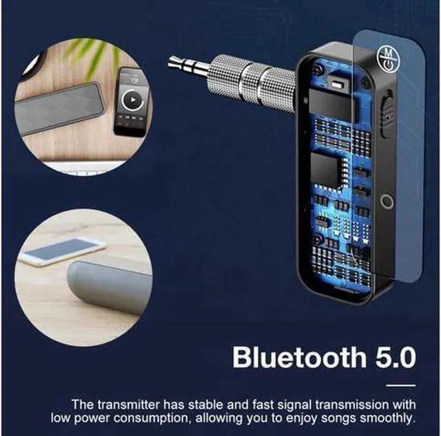 Alt view image 5 of 7 - BUCIER USB Wireless Bluetooth 5.0 Transmitter Receiver 2in1 Audio Adapter 3.5mm Aux Car