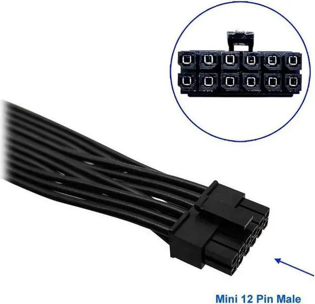 Alt view image 2 of 3 - BUCIER Replacement for Dual CPU 8 Pin Male to Mini 12 Pin GeForce RTX 30 Series GPU Power Adapter Cable for Modular PSUs 25-inch(63cm)