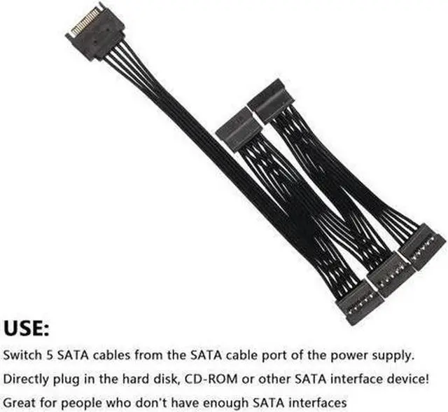 Alt view image 3 of 6 - BUCIER SATA Power Splitter Cable SATA 15 Pin Male to 5 Female Power Splitter Extension Cable Serial ATA Power Cable Splitter Hard Drive Power Cable (50cm+10cm+10cm+10cm+10cm)