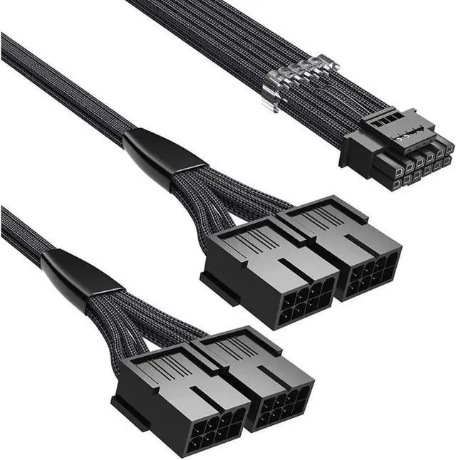 Main image of PCI-e 5.0 Extension Cable, RTX 4090 4080 16Pin(12+4) Male to 4x8Pin Female 12VHPWR Cable PCIE GPU Power Sleeved Extender Cord Compatible for GeForce RTX 4090/4080/4070Ti/3090Ti (14inch, Black)