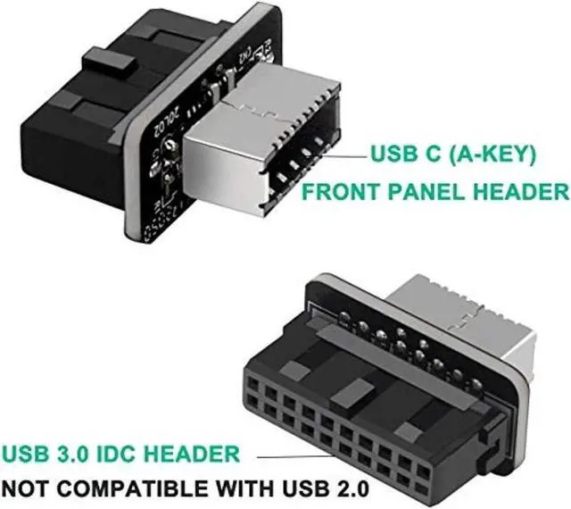 Alt view image 2 of 6 - BUCIER Usb Front Panel Adapter, Vertical Usb C Header Adapter, Usb 3.1 Type-E Key-A To Usb 3.0 20Pin Header Converter For Type C Motherboard
