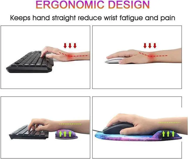 Alt view image 4 of 6 - BUCIER Mouse Pad and Keyboard with Wrist Support,Gel Ergonomic Mouse Pad with Wrist Support for Computers Laptop,Non-Slip Comfortable Mouse Pads w/Raised Memory Foam for Easy Typing Pain Relief