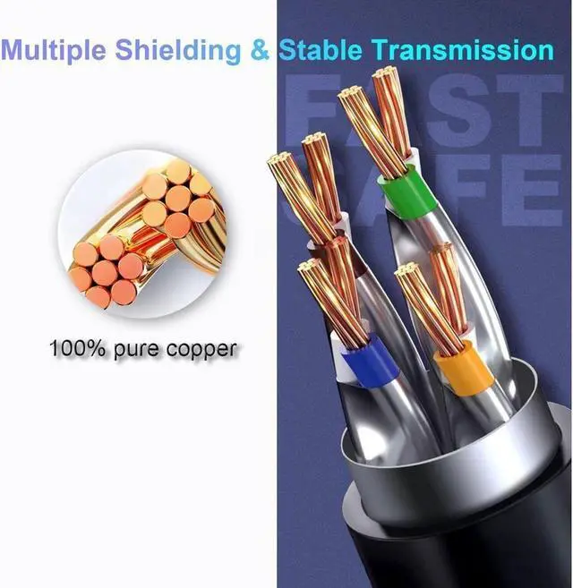 Alt view image 2 of 6 - BUCIER Cat 8 Ethernet Cable 6ft (2 Pack), Outdoor&Indoor, Faster Than Cat6 /Cat7 Cables, High Speed 26AWG Internet Cord 40Gbps 2000Mhz, Shielded Direct Burial RJ45 Network Cable