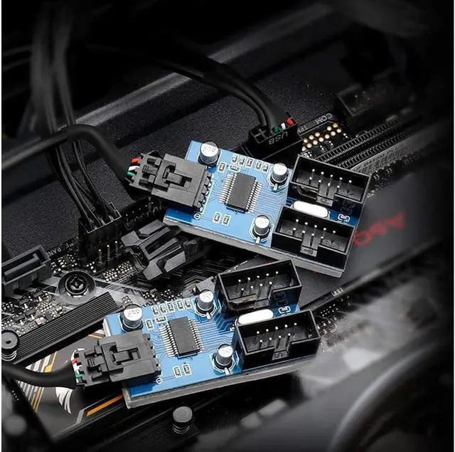 Alt view image 7 of 7 - Motherboard 9 Pin USB Header Splitter Male 1 to 4 Female Extension Splitter Cable Desktop Card 9-Pin USB 2.0 HUB Connector Adapter Port Multiplier