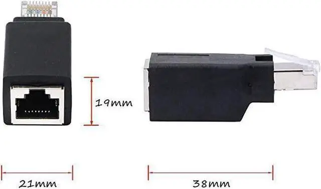 Alt view image 3 of 7 - BUCIER RJ45 Ethernet LAN Male to Female Cat5 / Cat5e / Cat6 Crossover Adapter(2-Pack),Black (Straight)