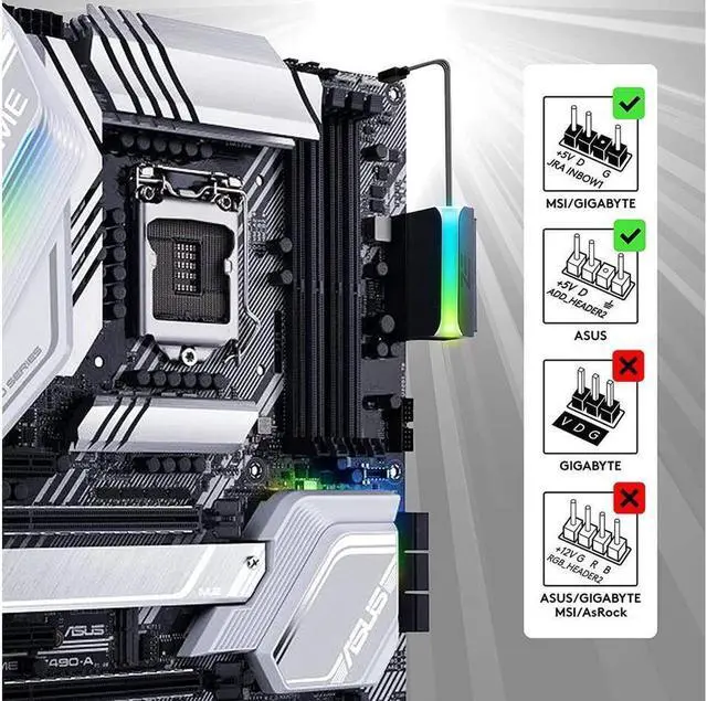 Alt view image 2 of 7 - BUCIER 5V ARGB Synchronous Computer Motherboard ATX Power Supply 24 PIN 90 Degree Adapter 24 Pin Female to 24 Pin Male Connector Turn Steering Head