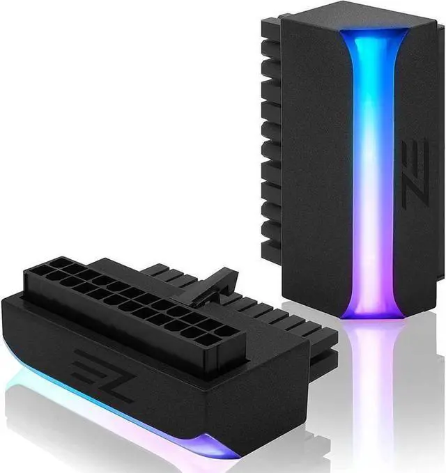 Main image of BUCIER 5V ARGB Synchronous Computer Motherboard ATX Power Supply 24 PIN 90 Degree Adapter 24 Pin Female to 24 Pin Male Connector Turn Steering Head