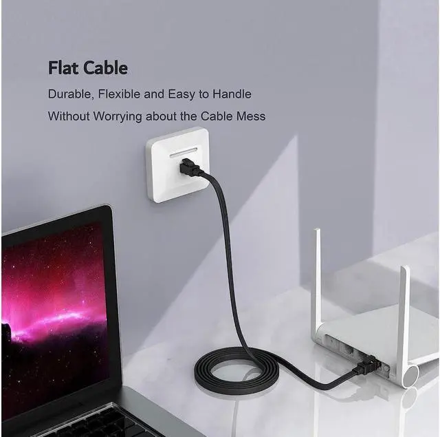 Alt view image 5 of 7 - BUCIER Cat 8 Ethernet Cable 1.5 ft High Speed, 26AWG Heavy Duty Shielded Ethernet Cord, 40Gbps 2000Mhz Flat Internet Network Patch Cord, Outdoor&Indoor, LAN Cable for Gaming, PS5/4/3, Modem, Router