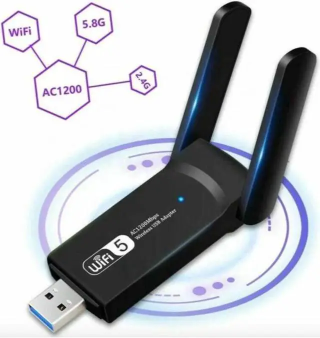 Alt view image 2 of 5 - BUCIER 1200Mbps Long Range AC1200 Dual Band 5GHz Wireless USB 3.0 WiFi Adapter Antennas