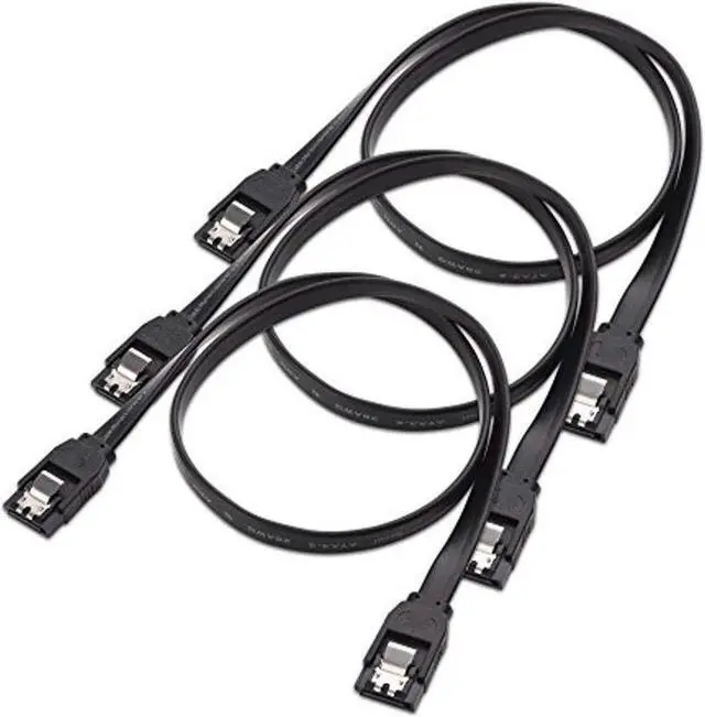 Alt view image 2 of 3 - BUCIER 3-pack straight sata iii 6.0 gbps sata cable (sata 3 cable) black - 24 inches