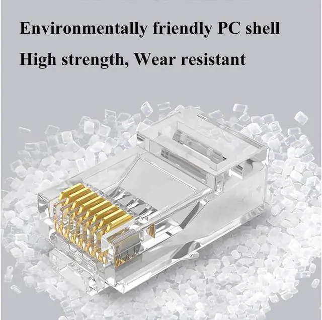 Alt view image 3 of 7 - RJ45 Connector Cat6 Cat5 Terminals Gold Plated 8P8C Ethernet Pass Through Plug(100Pack)
