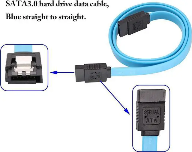 Alt view image 2 of 6 - isptewhie SATA Cable III 3 Pack SATA Cable III 6Gbps Straight HDD SDD Data Cable with Locking Latch 15.7 Inch 40cm Compatible for SATA HDD SSD CD Driver CD Writer - Blue