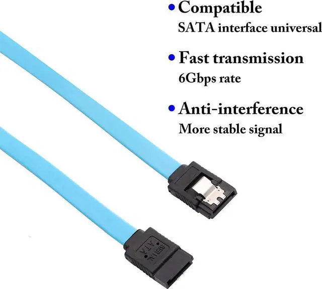 Alt view image 3 of 6 - isptewhie SATA Cable III 3 Pack SATA Cable III 6Gbps Straight HDD SDD Data Cable with Locking Latch 15.7 Inch 40cm Compatible for SATA HDD SSD CD Driver CD Writer - Blue