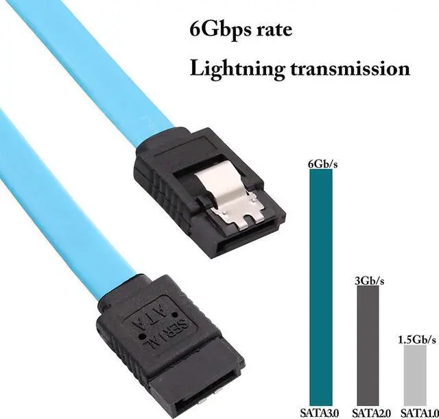 Alt view image 4 of 6 - isptewhie SATA Cable III 3 Pack SATA Cable III 6Gbps Straight HDD SDD Data Cable with Locking Latch 15.7 Inch 40cm Compatible for SATA HDD SSD CD Driver CD Writer - Blue