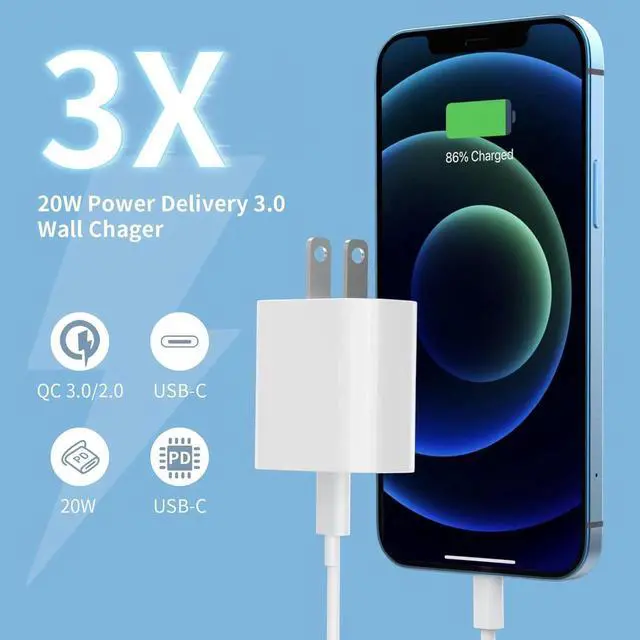Alt view image 5 of 7 - 4Pack USB C Charger Block 20W for Phone Fast Charger Wall Charger with PD 3.0 Compact Type C Power Adapter for Phone 16/15/14/13 Galaxy Pixel (Arctic White)