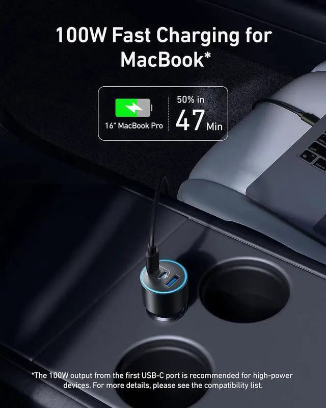 Alt view image 3 of 7 - iPhone 16 USB-C Car Charger 167.5W Max 3-Port Ultra-Compact Type-C Fast iPhone Car Charger for MacBook Pro/Air iPhone 15/14 / 13 Series S24 / S23 iPad Pro AirPods and More