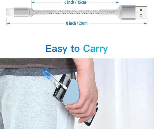 Alt view image 2 of 5 - 6 Inch iPhone Charging Cable 3 Pack Braided Short iPhone Charger Cord [MFi Ceritified] Compatible with Apple iPhone 14 13 12 11 Pro Max/Mini XS XR X 8 7 Plus SE2 iPad Short Lightning Cable