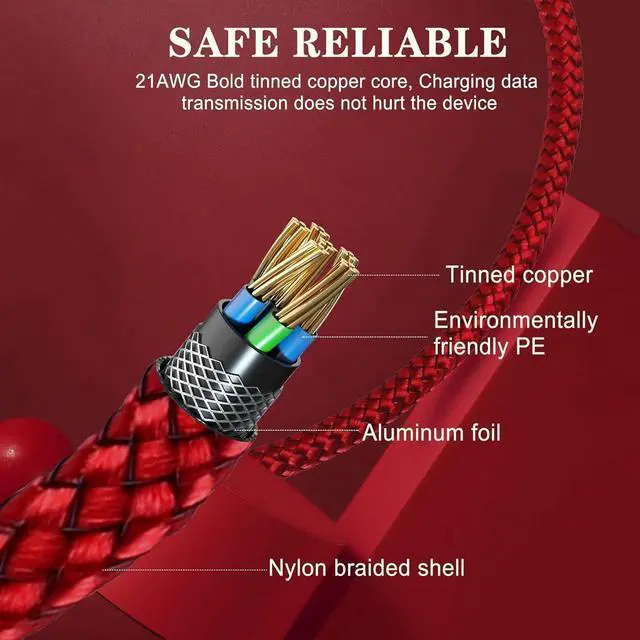 Alt view image 6 of 6 - iPhone Charger Fast Charging Cable USB C to Lightning Cable [Apple MFi Certified] 3Pack 10FT Fast iPhone Charger Cord Nylon Braided USBC to Lightning Cable for iPhone 14 Pro/13/12 MiNi/11/XR AirPods