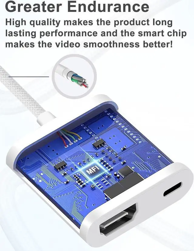 Alt view image 3 of 7 - USB C to HDMI Adapter for iPhone 16 15 to TV 4K Sync Screen Connector Cable Type C Digital AV Adapter for TV/Projector/Monitor No Power Needed