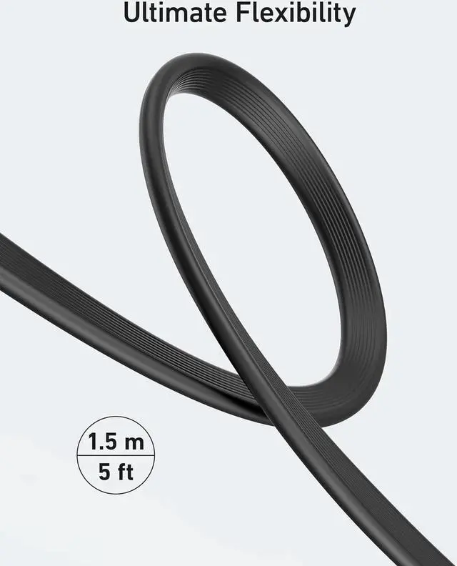 Alt view image 6 of 7 - 525 Charging Station 5 ft Thin Cord and Flat Plug 7-in-1 USB C Power Strip for iPhone 15/14 3 AC 2 USB A 2 USB C 65W Power Delivery Desktop Accessory for MacBook Pro Office (Phantom Black)