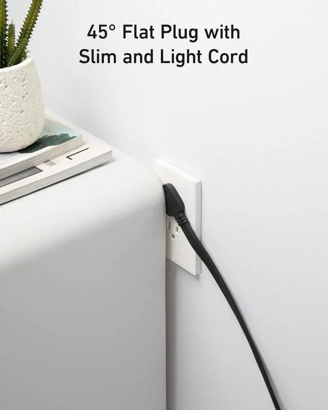 Alt view image 3 of 7 - 525 Charging Station 5 ft Thin Cord and Flat Plug 7-in-1 USB C Power Strip for iPhone 15/14 3 AC 2 USB A 2 USB C 65W Power Delivery Desktop Accessory for MacBook Pro Office (Phantom Black)