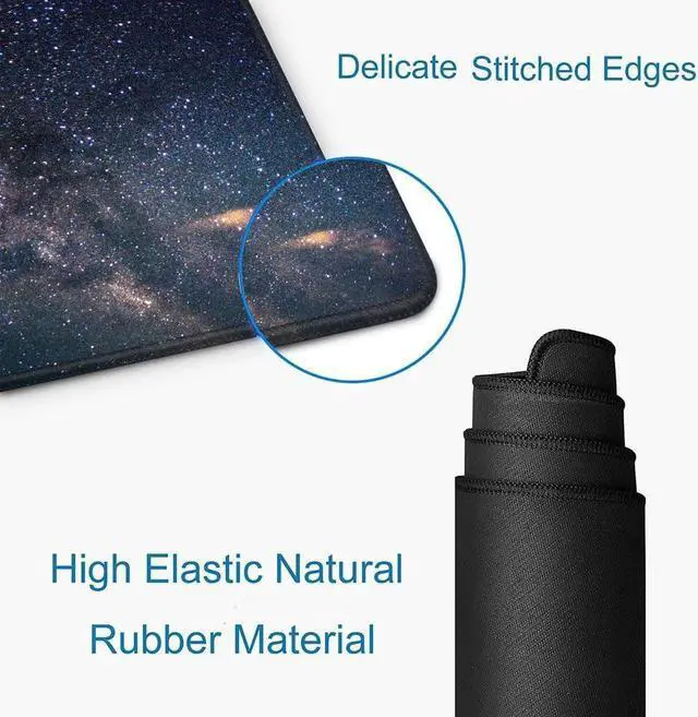 Alt view image 4 of 6 - Large Gaming Mouse Pad with Stitched Edges Galaxy Desk Mat Extended XL Keyboard Pad Non-Slip Rubber Base Desk Pad for Keyboard and Mouse 31.5X11.8 inch