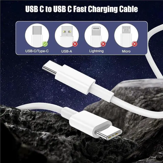 Alt view image 6 of 7 - 3-Pack [3.3FT+6.6FT+10FT] 60W USB C to USB C Cable Type C to Type C Cable Fast Charging Cable for iPhone 16 15 Pro Plus Pro Maxfor Galaxy S24 S23 for iPad Pro/Air for MacBook Pro/Air and More
