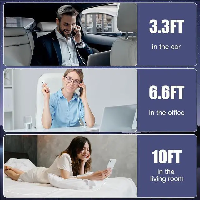 Alt view image 3 of 7 - 3-Pack [3.3FT+6.6FT+10FT] 60W USB C to USB C Cable Type C to Type C Cable Fast Charging Cable for iPhone 16 15 Pro Plus Pro Maxfor Galaxy S24 S23 for iPad Pro/Air for MacBook Pro/Air and More