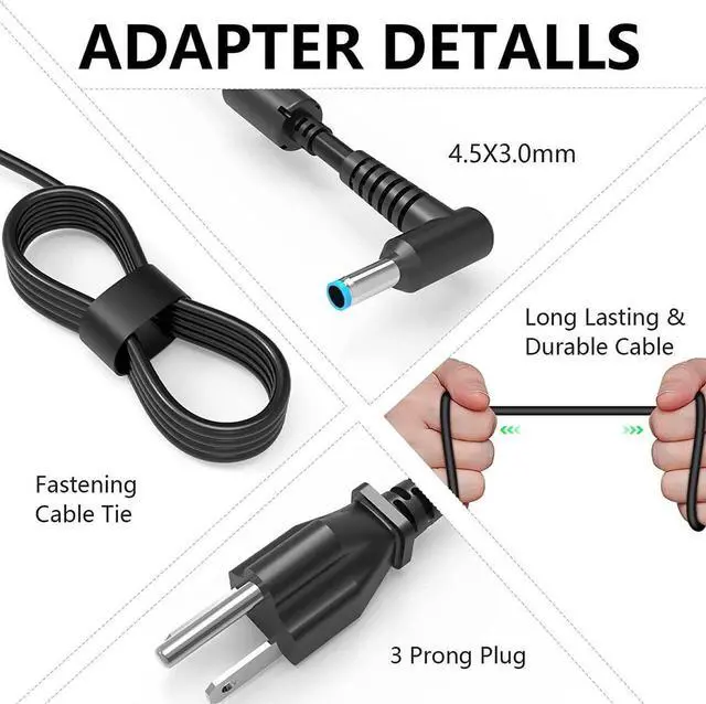 Alt view image 4 of 7 - 65W AC Charger for Original HP Envy x360 Laptop Power Supply Adapter