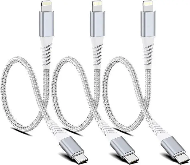 Main image of Short USB C to Lightning Cable6 inch 3 PackBraided Type C to Lightning Cable PD Fast Charging 0.5 Foot USBC to Lightning Cable for iPhone 14 13 12 Pro Max Mini 10 8 Plus XR XS SE AirPods