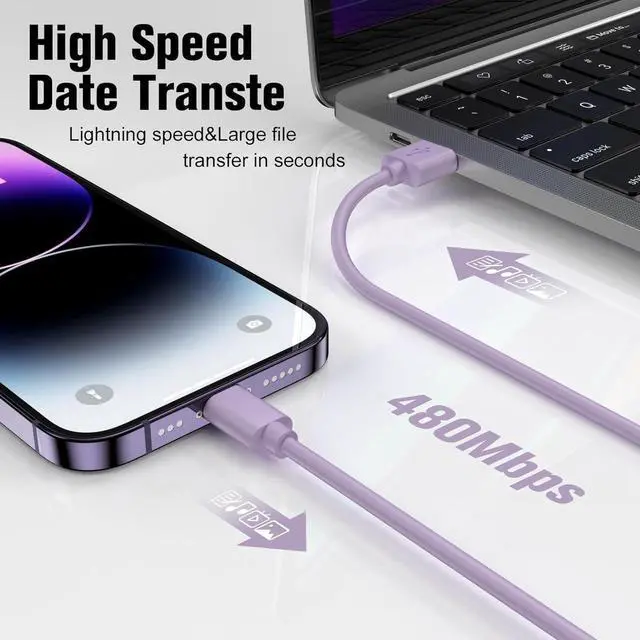 Alt view image 3 of 7 - iPhone Charger Fast Charging Apple MFi Certified 3Pack 3ft USB to Lightning Cable iPhone Charger Cord Compatible with iPhone 14/13/12/11 Pro Max/XS MAX/XR/XS/X/8/7 Plus iPad AirPods