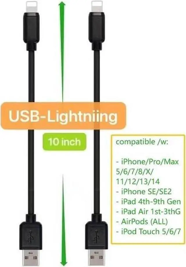 Alt view image 6 of 6 - 10-Pack Multi Short USB Cables & TypeC-C Cables for Charging Stations Compatible/w iPhone16 &15 iPhone5-14/ iPads/iPad Mini/iPad Pros/ Moblies & Tablets/Pixel & Nexus/HTC/Sony(Black)