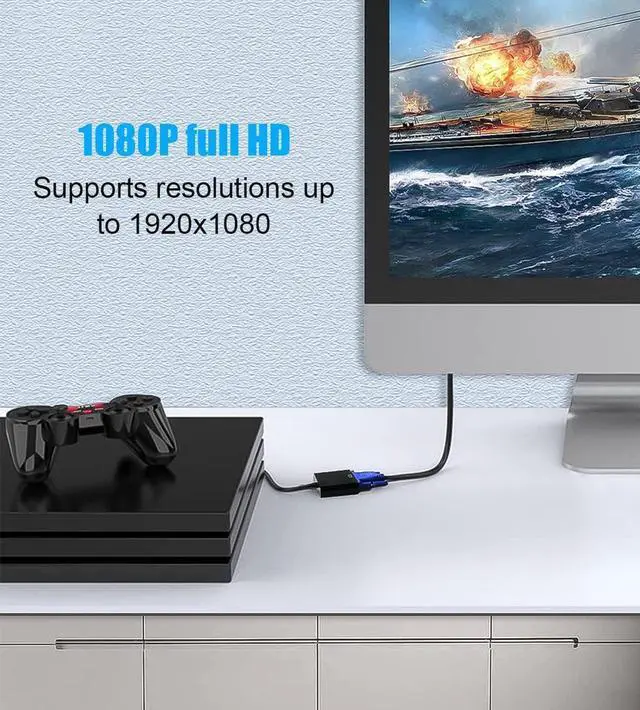 Alt view image 5 of 7 - HDMI to VGA Gold-Plated HDMI to VGA Adapter (Male to Female) for Computer Desktop Laptop PC Monitor Projector HDTV Chromebook Raspberry Pi Xbox and More - Black 3 Pack