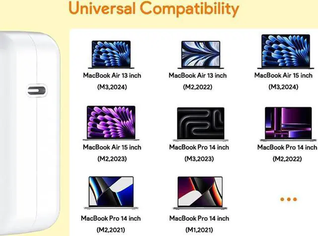 Alt view image 3 of 7 - 70W Magnetic 3 Mac Book Pro Charger- Compatible with MacBook pro 14 inch(2021-2023) & Mac Book Air 13/15 inch(2022-2024) Include 6.6FT USB C to 3 Braided Cable