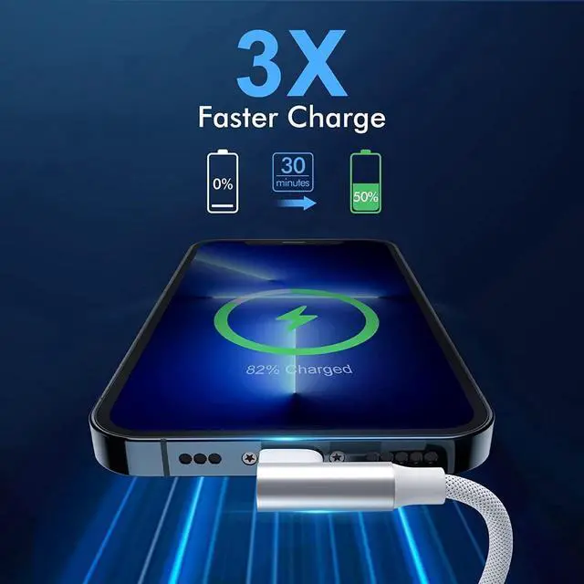 Alt view image 3 of 7 - iPhone USB C to Lightning Cable 2Pack 6FT MFi CertifiedRight Angle 90 Degree iPhone Fast Charger Nylon Braided 20W Charging Data Syncing Cord Compatible with iPhone 14/13/Pro/ 12/Max/11/XS/XR/8/Plus