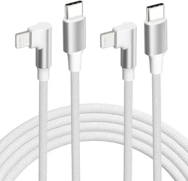Main image of iPhone USB C to Lightning Cable 2Pack 6FT MFi CertifiedRight Angle 90 Degree iPhone Fast Charger Nylon Braided 20W Charging Data Syncing Cord Compatible with iPhone 14/13/Pro/ 12/Max/11/XS/XR/8/Plus