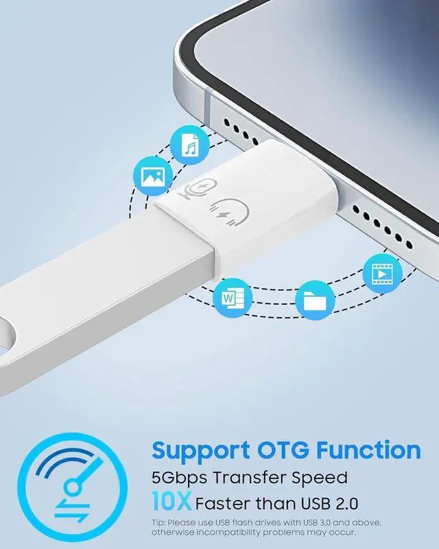 Alt view image 3 of 7 - USB C Female to Lightning Male Adapter Lightning Male to USB-A Female OTG Adapter Connector for iPhone 14/13/12/11 Pro Max/iPad/iPod/AirPods Support 10W Fast Charging/Data Transfer/Audio