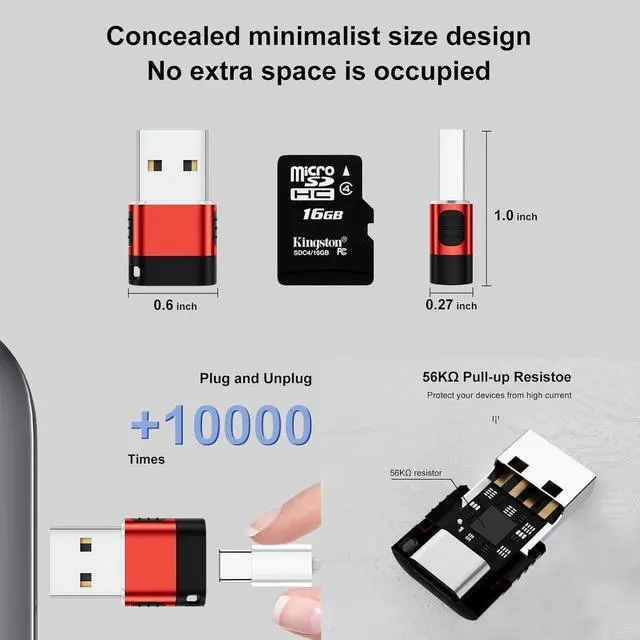 Alt view image 5 of 7 - USB to USB C Adapter 6 Pack USB to USBC-C Adapter USB to C Adapter USBC to USB Adapter USB-C to USB Adapter USB to USB C Cable Converter for iPhone 15 14 13 iPad AirPods and More Red