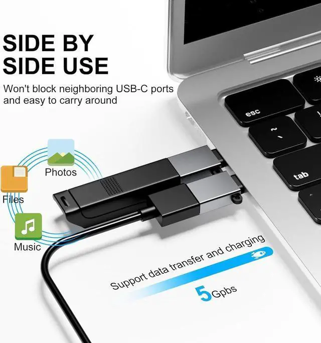 Alt view image 2 of 7 - USBC to USB Adapter 8 Pack USB to USBC-C Adapter USB-C to USB Adapter USB to USBC Adapter USB to USB-C Adapter USB to C Adapter for iPhone 15 14 13 MacBook Pro iPad iMac and More(Grey)
