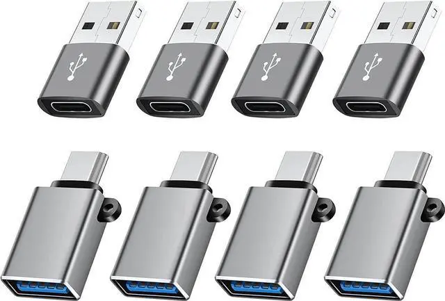 Main image of USBC to USB Adapter 8 Pack USB to USBC-C Adapter USB-C to USB Adapter USB to USBC Adapter USB to USB-C Adapter USB to C Adapter for iPhone 15 14 13 MacBook Pro iPad iMac and More(Grey)