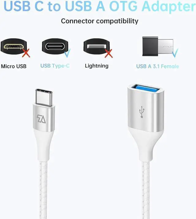Alt view image 7 of 7 - Type C to USB Adapter 10Gbps USB C to USB A Adapter for Galaxy S20/S10/S9 USB C to USB OTG Cable USB C Male to USB 3.1 Female OTG Adapter Compatible for New MacBook Pro iPad Air 2020