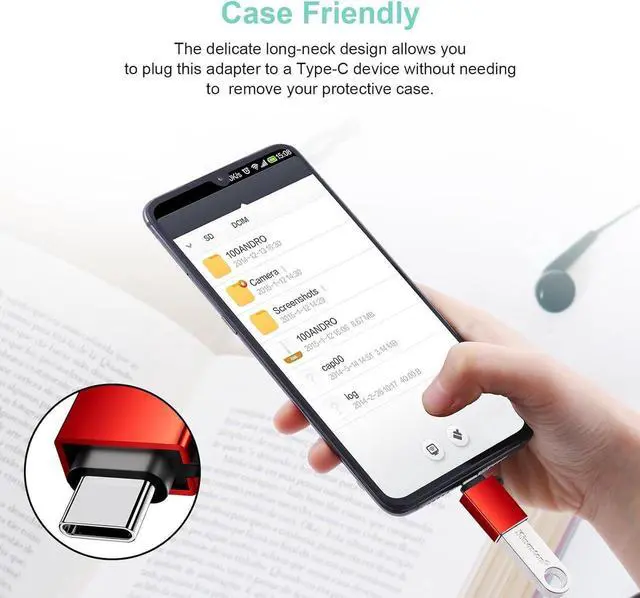 Alt view image 7 of 7 - USB-C to USB Adapter 8 Pack USBC USB Adapter USB C Male to USB Female Adapter USBC to USB Adapter USB C to USB Adapter for iPhone 15 MacBook Pro iPad Pro and More Red