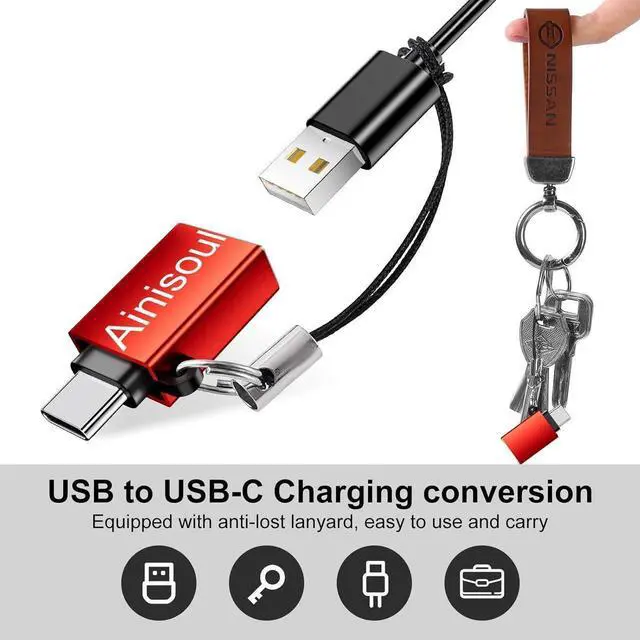 Alt view image 6 of 7 - USB-C to USB Adapter 8 Pack USBC USB Adapter USB C Male to USB Female Adapter USBC to USB Adapter USB C to USB Adapter for iPhone 15 MacBook Pro iPad Pro and More Red