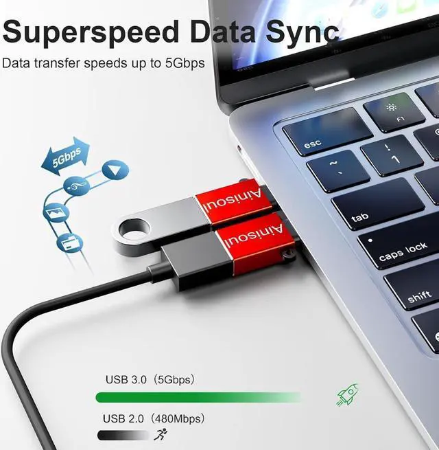 Alt view image 3 of 7 - USB-C to USB Adapter 8 Pack USBC USB Adapter USB C Male to USB Female Adapter USBC to USB Adapter USB C to USB Adapter for iPhone 15 MacBook Pro iPad Pro and More Red