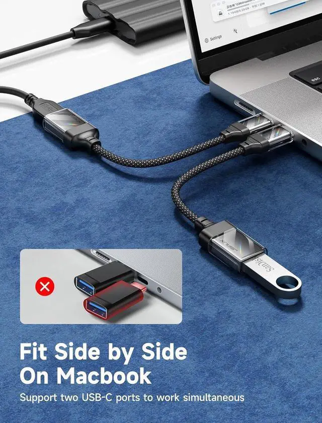 Alt view image 5 of 7 - USB to USB C Adapter [2 Pack] USB C to USB 3.0 Adapter USB C OTG Adapter Compatible with MacBook Pro/Air iPhone 15 Pro Max Galaxy S24/S23/S22/S21 and More USB C Devices-Black