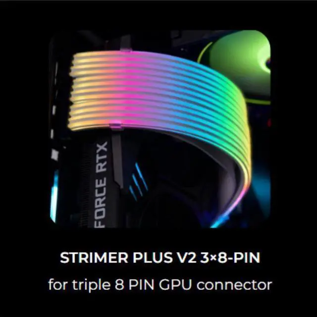 Alt view image 3 of 6 - LIAN-LI STRIMER PLUS V2 24 Pin and LIAN-LI STRIMER PLUS V2 Triple 8 Pin Combo, Addressable RGB Power Extension Cable and Addressable RGB VGA Power Cable, Include Controller for L-Connect 3.0